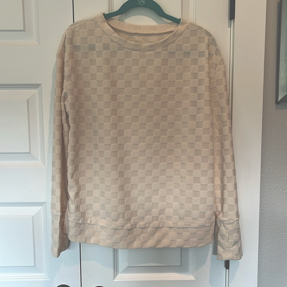 Three Medium fall thin sweaters with textured checkers